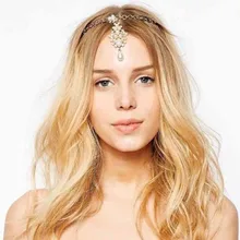 1PC Hot Sale Chic Gold Pearl Flower Crystal Drop Bindi Hair Clip Tikka Indian Head Jewelry
