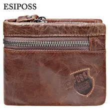 Echte Kuh-leder Herren Geldbörsen Marke Logo Reißverschluss Design Bifold kurze Männer Geldbörse Männlichen Kupplung mit Kartenhalter Münzen Geldbörsen Walet