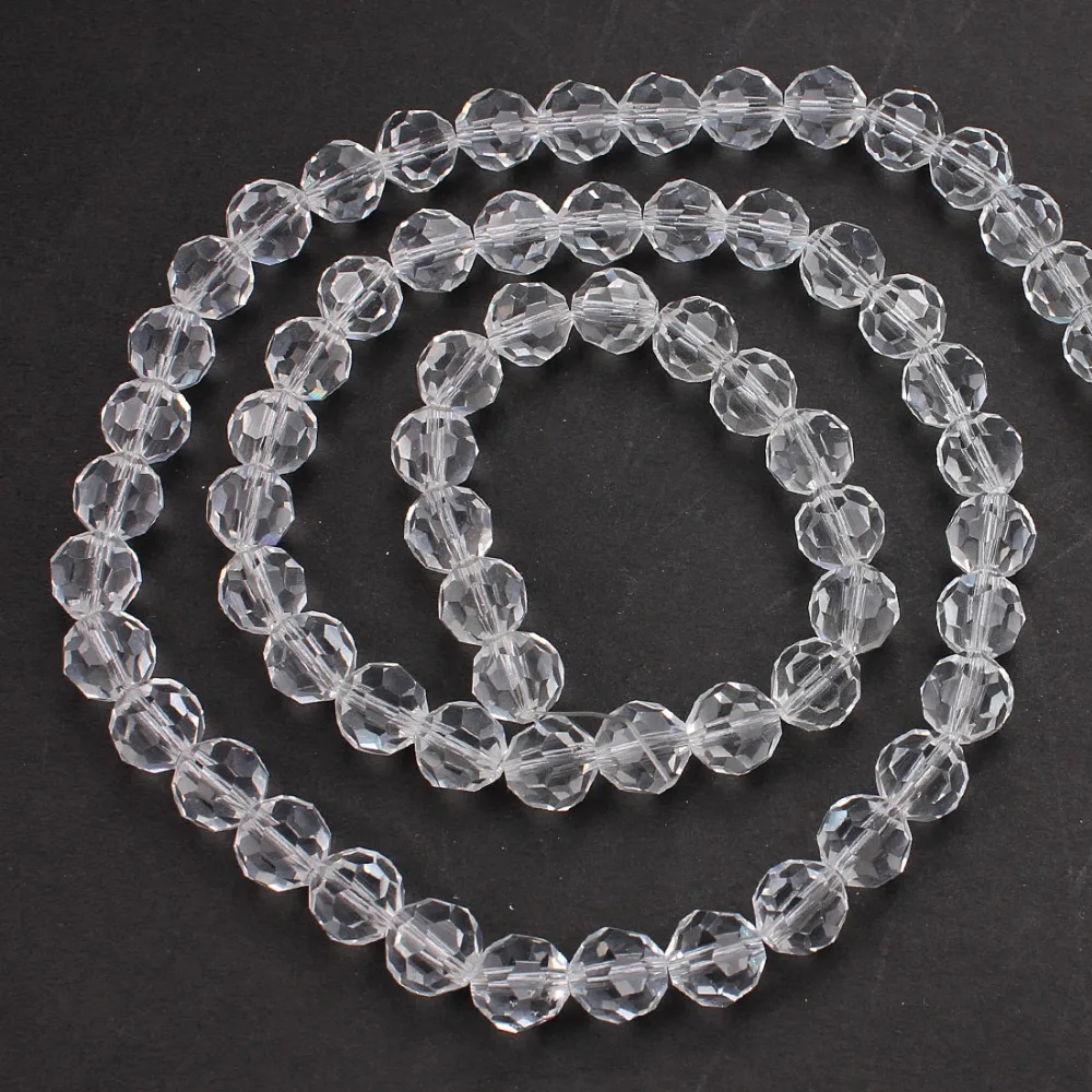 

MEIBEADS Nice Gorgeous Natural Clear Quartz Faceted Round Loose Beads for Jewelry Making