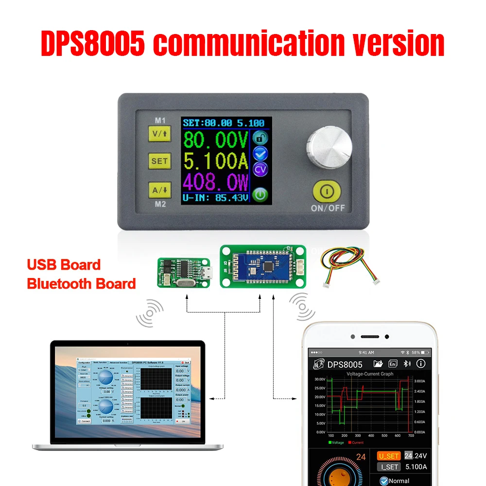

DPS8005 Programmable Constant Voltage Current Step-down Power Supply Module Voltmeter Ammeter Buck Converter 80V 5A