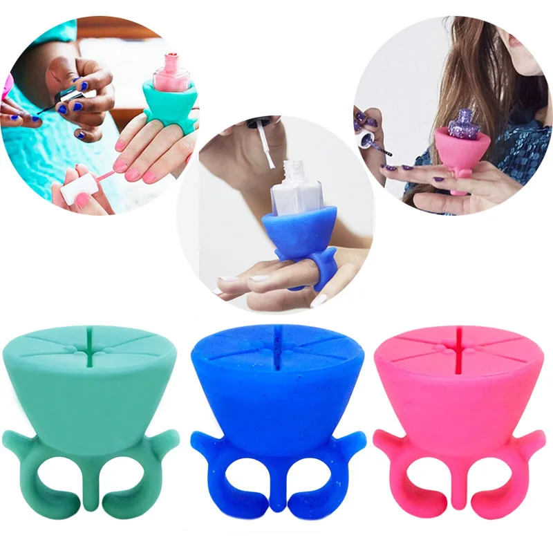 

Nail art Finger Ring Wearable Polish Holder Display Silicone rubber Stand