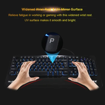 

Kingangjia X500 Gaming Keyboard Illuminated Mechanical Keyboard LED Backlit UV Wrist Rest USB Wired Gaming Keyboards For Gamer