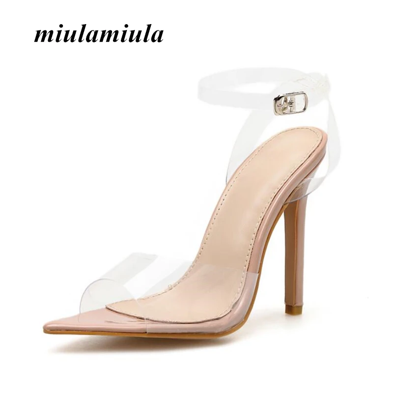 

Miulamiula Summer New Women Sandals Heels Transparent Style Fashion Sexy Fine Heel Ankle Buckle Banquet Shoes Roman Woman Shoes