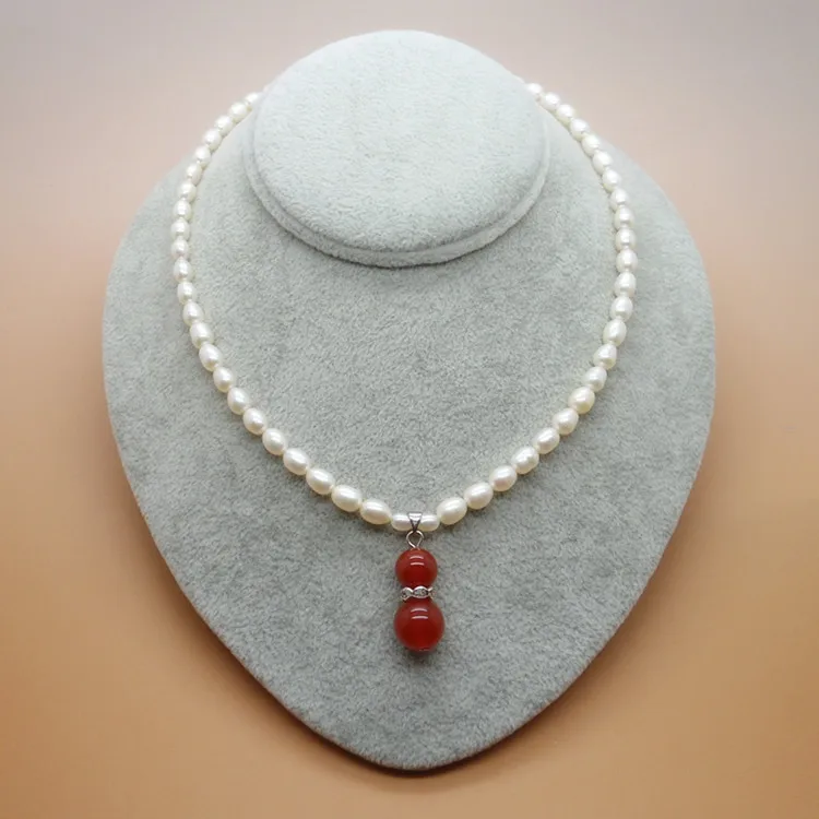 Цепочка с подвеской из серебра 925 пробы натуральным жемчугом 5 6 мм|stone pendant|necklace and
