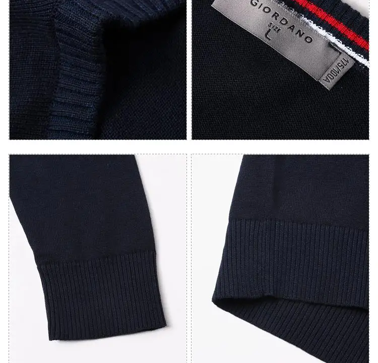 Giordano мужской пуловер с круглым воротом и длинными рукавами из натурального хлопка, имеется несколько разных вариантов данной модели