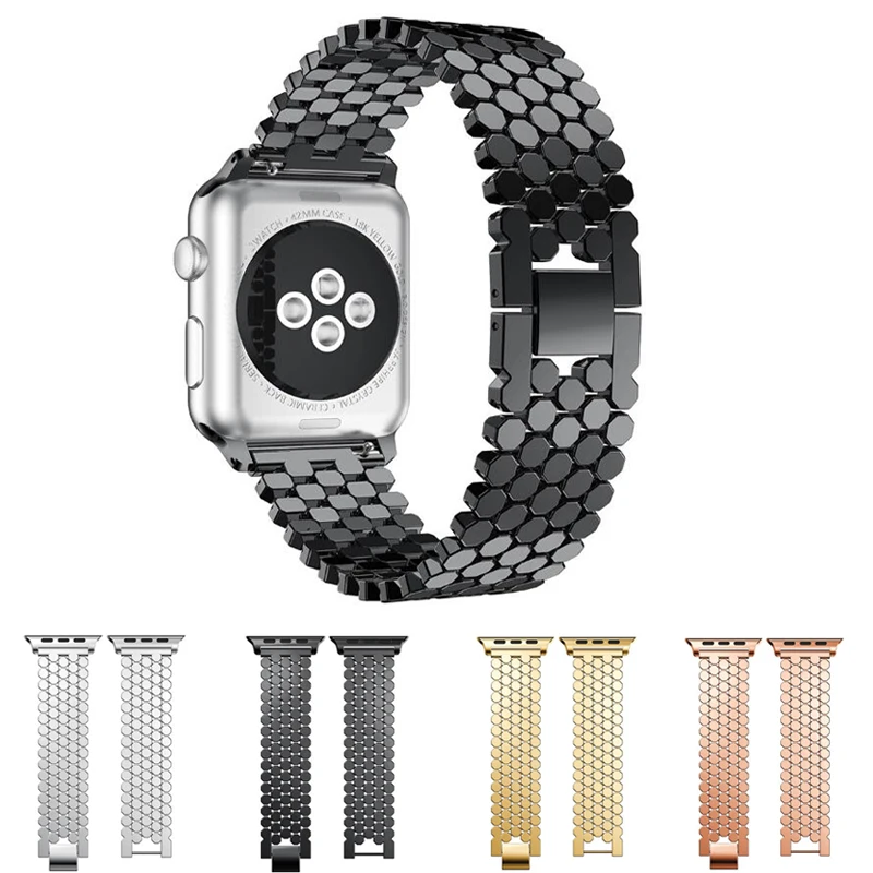 

neway Metal Stainless Steel Solid Watch Band For Apple Watch Series 4 3 2 1 iWatch 40mm 44mm 38mm 42mm Strap with Hook Buckle