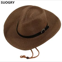 Скидка мужские летние шляпы/Солнцезащитная мужская летняя Складная ковбойская шляпа Sunbonnet пляжная шляпа с большими полями Strawhat