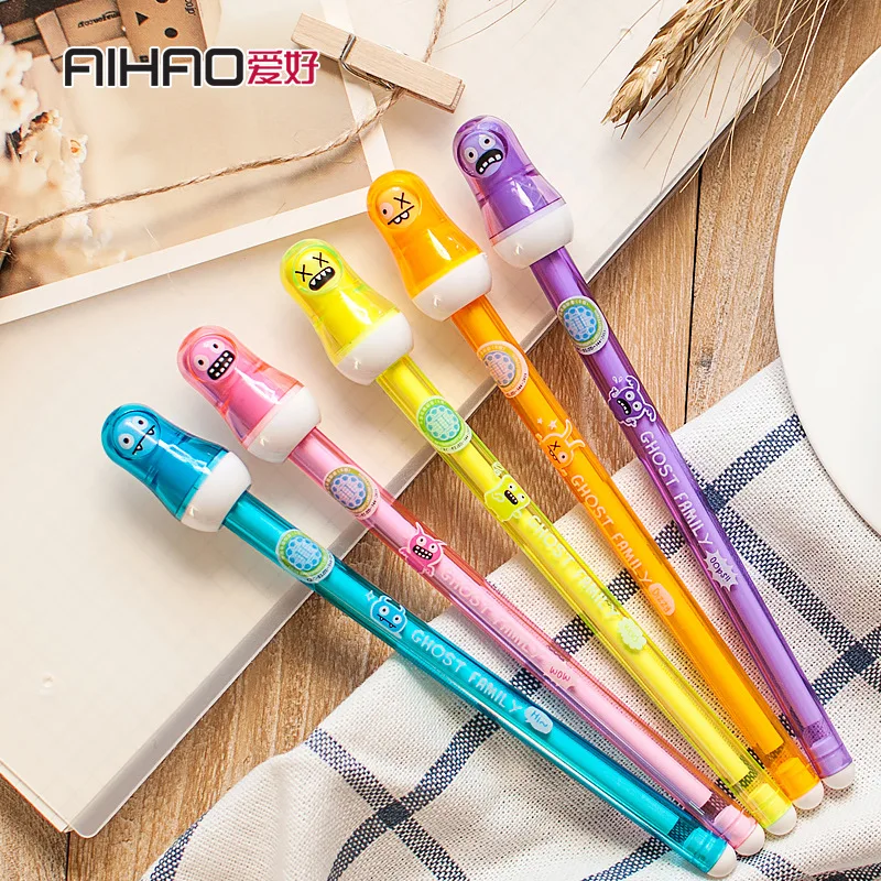AIHAO Brand Mini Cute Monster 0.5mm Erasable Gel Pen School Students