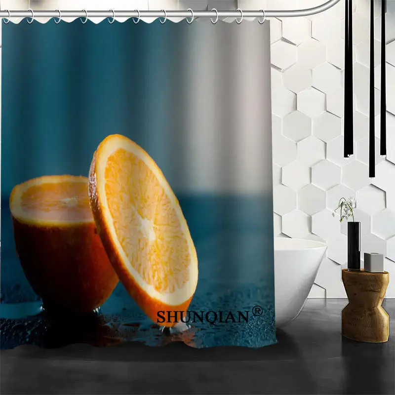 New Arrival Oranges Shower Curtain Polyester Fabric Printing Bathroom Curtain Waterproof Bathroom Products With Hook - Цвет: 1