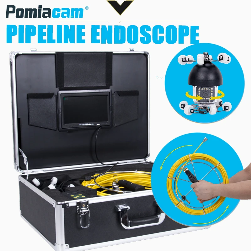 WP360 50 Meter 164Ft 18 white lights Pipe Drain Sewer Inspection Camera 50m cable Pipeline Endoscope Underwater Video | Безопасность и