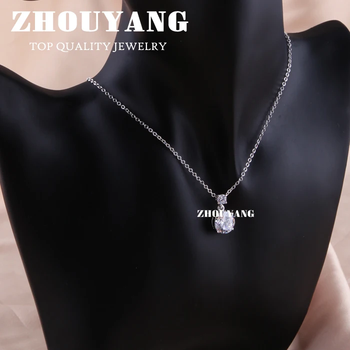 ZHOUYANG Top Quality ZYN154 Crystal Necklace Silver Color Pendant Necklace Jewelry Austrian Crystal Wholesale