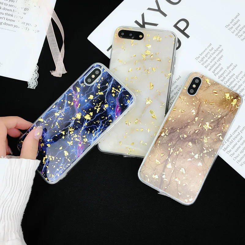 Luxury Gold Foil Bling Marble Phone Cases For iPhone X XS XR Max Soft TPU  Glitter Case Back Cover For iPhone 7 8 6 6s Plus Capa (3)