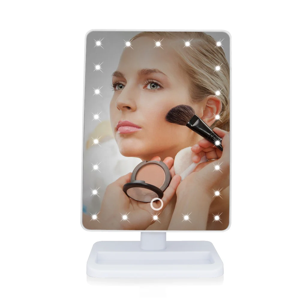 

3 Folded Makeup Mirror 22 LED Vanity Light Magnifying Beauty Countertop Touch Screen Cosmetic 10x Magnifier Mirror