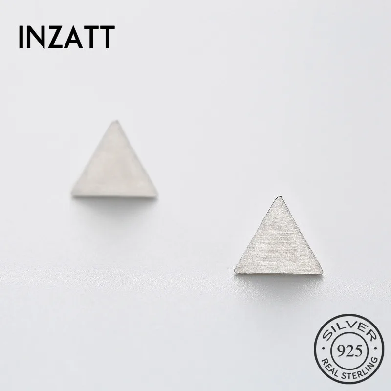 

INZATT Punk Geometric Brushed Triangle Stud Earrings For Women Birthday Party MInimalist Charm Silver 925 Fine Jewelry Gift