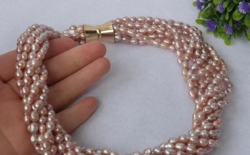 

beautiful 8 row Natural Purple Rice FW pearls necklace