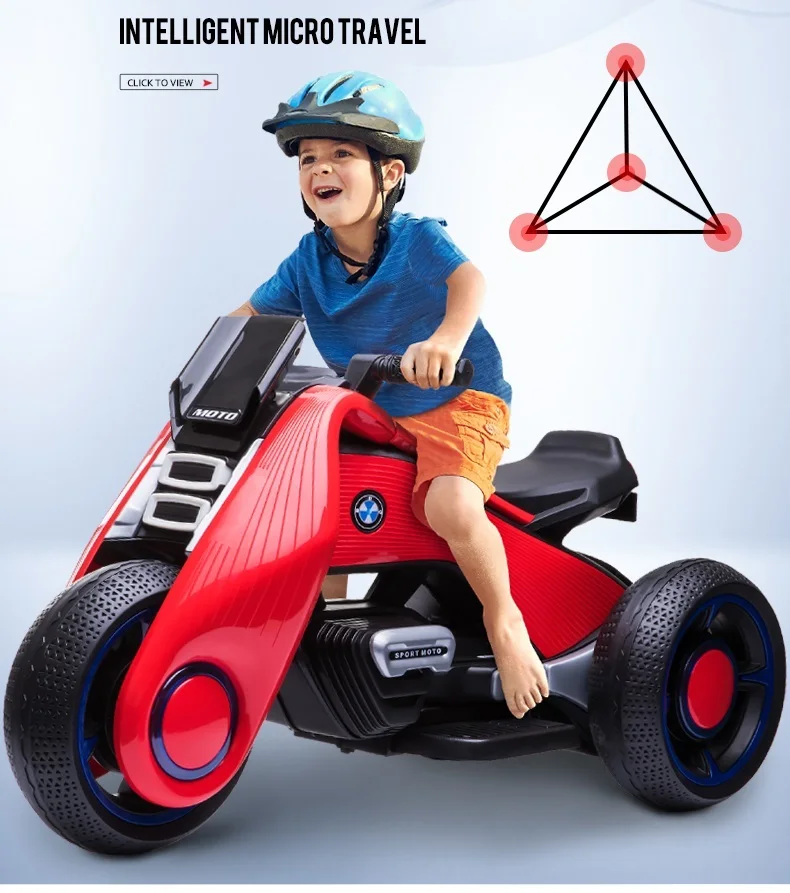 

Special price Children's three-wheel electric vehicle with remote control Kids rechargeable baby car kids toy car can sit