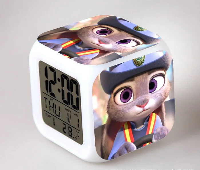 2018 Film/Movie Zootopia Digital LED 7 Color Flash Night Light Alarm Clocks Bedroom reloj despertador | Дом и сад