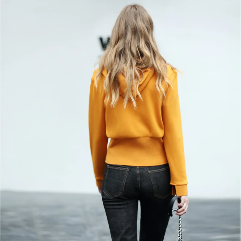 Female Chic Amii Women Sweatshirts yellow Casual 2019 Pullovers black Green Embroidered Autumn Beige Hoodies Sweatshirt dark Letter Tassels 44zXwq