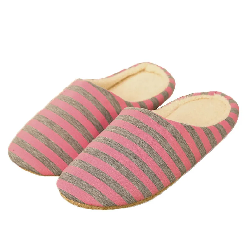 

Dropshipping Slipper Women Striped Bottom Soft Home Slippers Warm Cotton Shoes Women Indoor Slippers Slip-On for Bedroom House