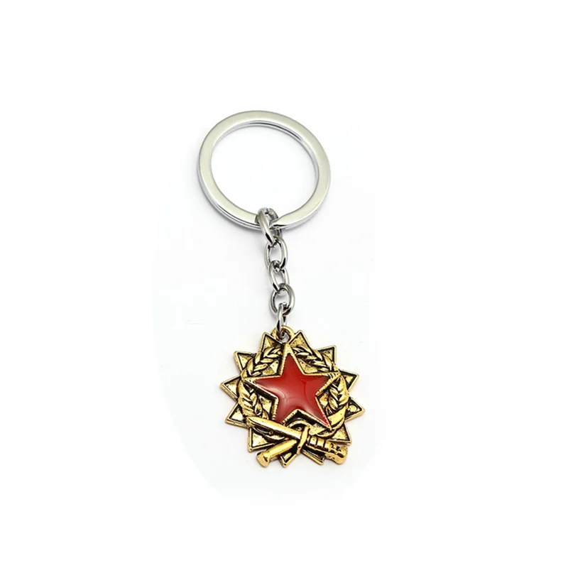 

New Arrival Keyring Game Around CSGO Five Star Medal Sign Key Chain Sword Red Gold Color Design Keychain