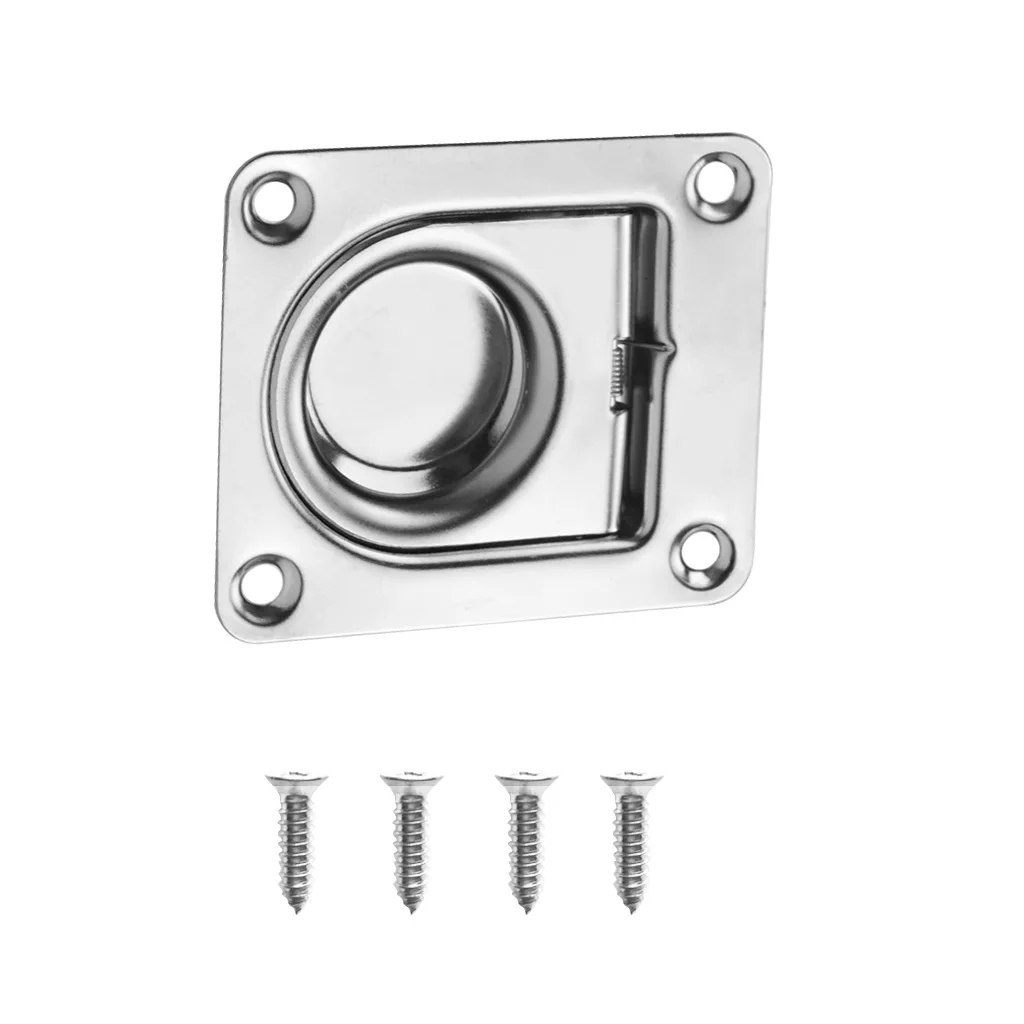 Marine Grade 304 Stainless Steel Ring Handle Flush Hatch Locker 56 x 66mm