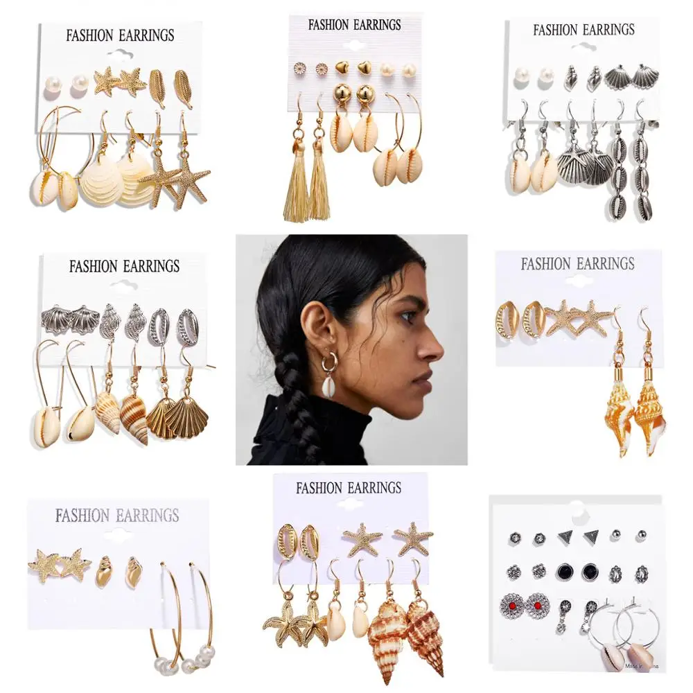 

2019 New Bohemia Natural Shell Earrings 2019 Big Geometric Stud Earring For Women Ocean Style Beach Party Jewelry Gift Wholesale
