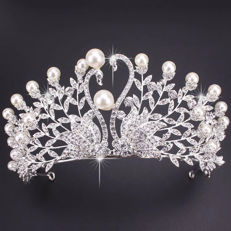Женская свадебная тиара с искусственными жемчужинами и стразами|headdress
