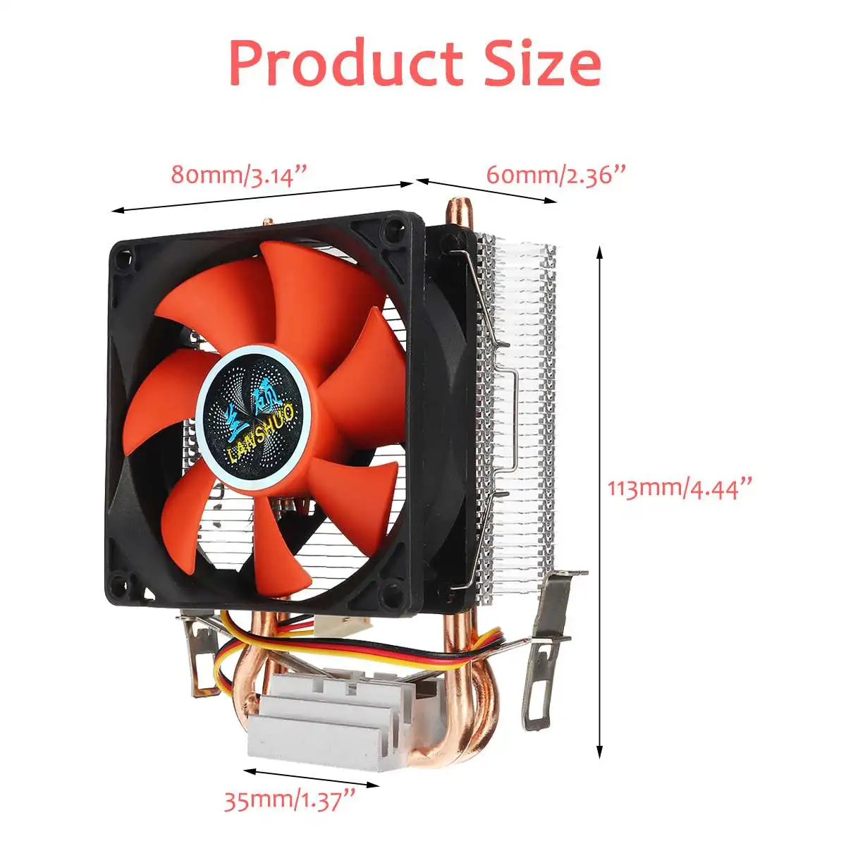 8 см мини кулер ЦП 2 теплопроводов Холодильник ПК теплоотводы охлаждающего вентилятора компьютера для LGA 775/1155/1156 AMD AM2 AMD3