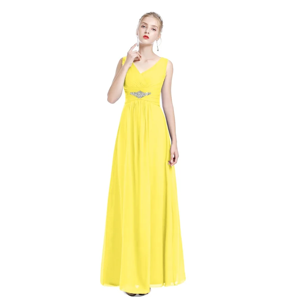 

2019 Fashion Formal Dress for Wedding Bridesmaid Sleeveless Crystal Sash Waist Pleated Chiffon Long Dress Women Party Dresses