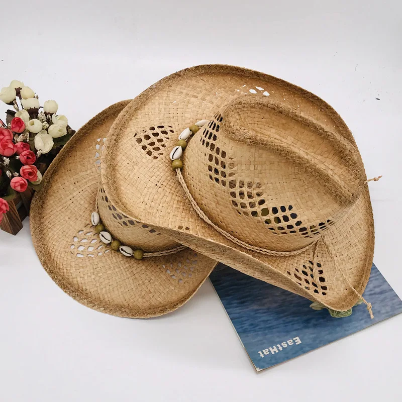 Ковбойские шляпы, западная ковбойская шляпа, мужские полые, с широкими полями, Vaquero Hombre, ковбойская девушка, соломенный джазовый Конный сомбреро, ковбойские шляпы