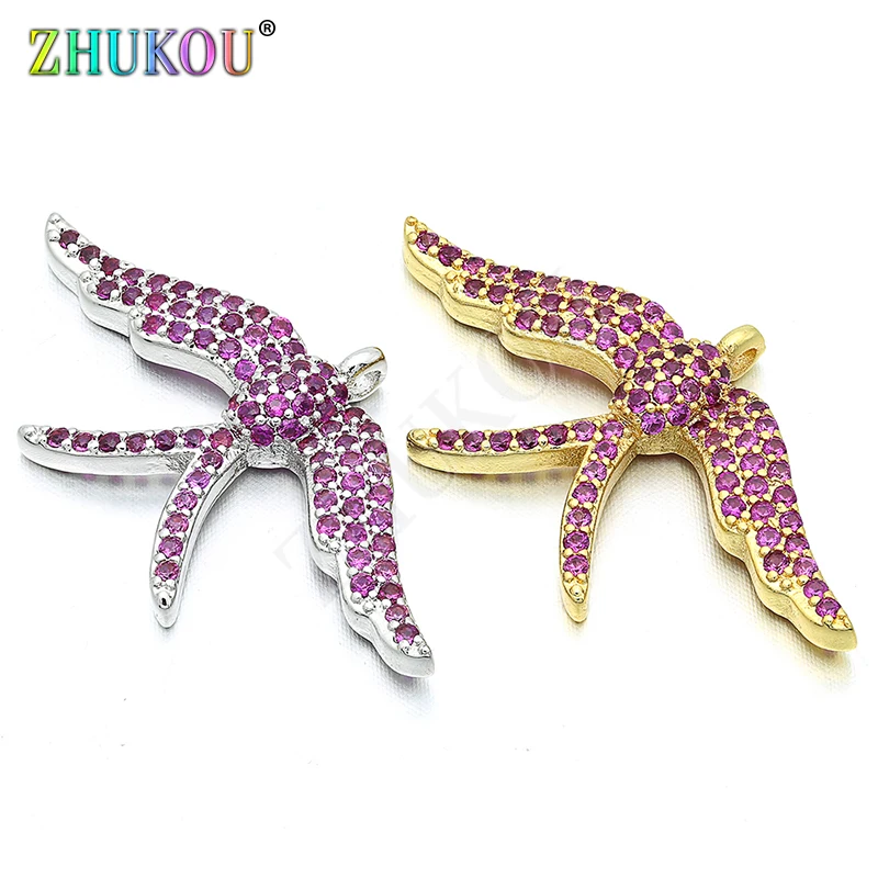 16 31mm Brass Cubic Zirconia Bird Charms Pendants DIY Jewelry Findings 