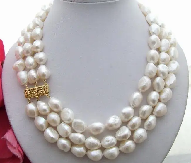 

Wholesale price ^^^Natural 17-19" 12MM White Baroque Pearl Necklace