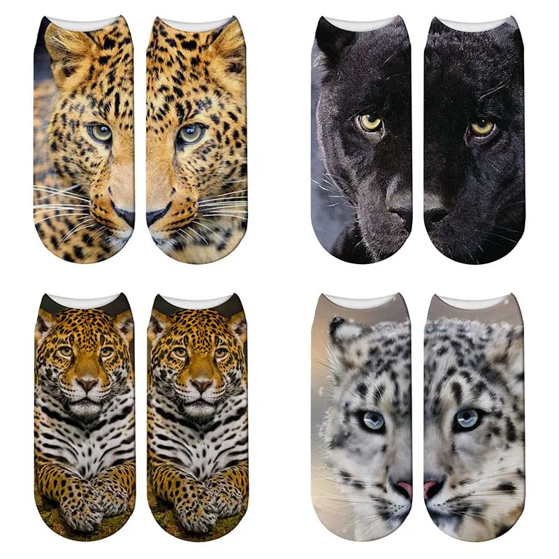 Забавные носки с леопардовым принтом, короткие женские носки с животными, новинка, модные носки с низким вырезом, популярные носки по