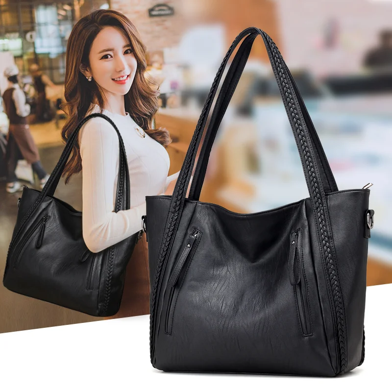 

Fshion baig high quality soft leather large pocket casual handbag women's handbag shoulder bag large capacity handbag