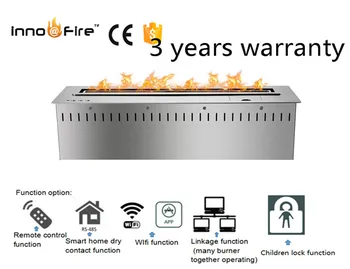 

24 inch intelligent silver or balck smart black remote control bioethanol electric heaters fireplaces