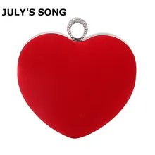 JULY'S SONG Heart вечерняя сумка женская бархатная красная сумка-клатч для невесты Свадебная вечеринка мини велюровая сумка с кольцом на Палец Кошелек bolso