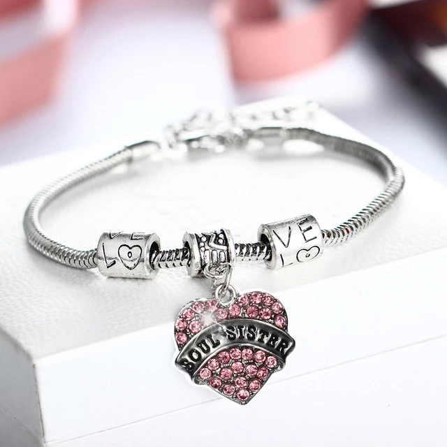 Soul Sister Love Heart Crystal Sisters Bracelet For Best Soul Sister Love Heart Crystal Sisters Bracelet For Best Friends Gifts Women Jewelry Family