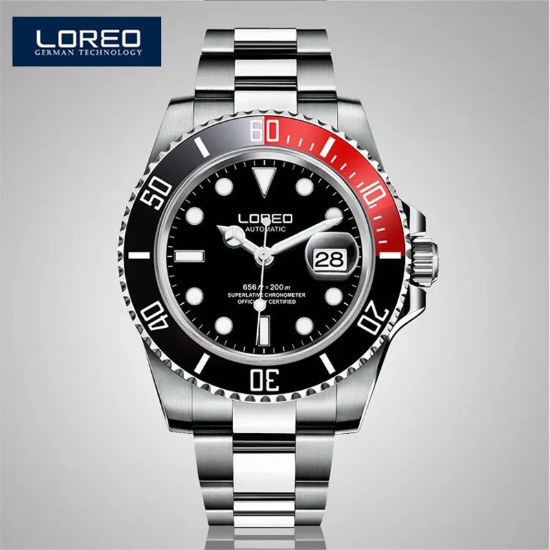 

LOREO Aliexpress Top Brand Men's Automatic Mechanical Watch Stainless Steel Strap Date Calendar Sub-Dial SPORTS DESIGN AB2283