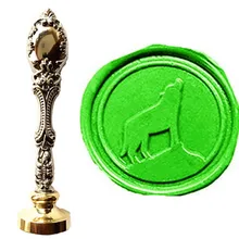 Изображение на заказ логотип винтажный волк на горы роскошный воск печать штамп латунь Павлин металлическая ручка подарочный набор