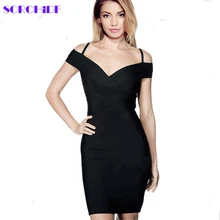 SORCHIDF Bandage Bodycon Women Party Dress 2016 New Arrival Strapless Sexy Club Dresses Slim Knee-length Black/White/Red
