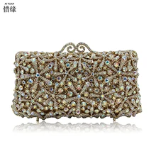 XIYUAN бренд золотой кристалл Студенческая Роскошная вечерняя сумка Серебряный клатч Сумки Красный Кристалл сумка Коктейльные Вечерние свадебные сумочки зеленый