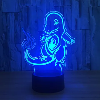 

Novelty Mega Pokemon Go Charmander 3D Night Light LED Touch Table lamp Pikachu 7 Color 3D Visual Lights For Kids Gift