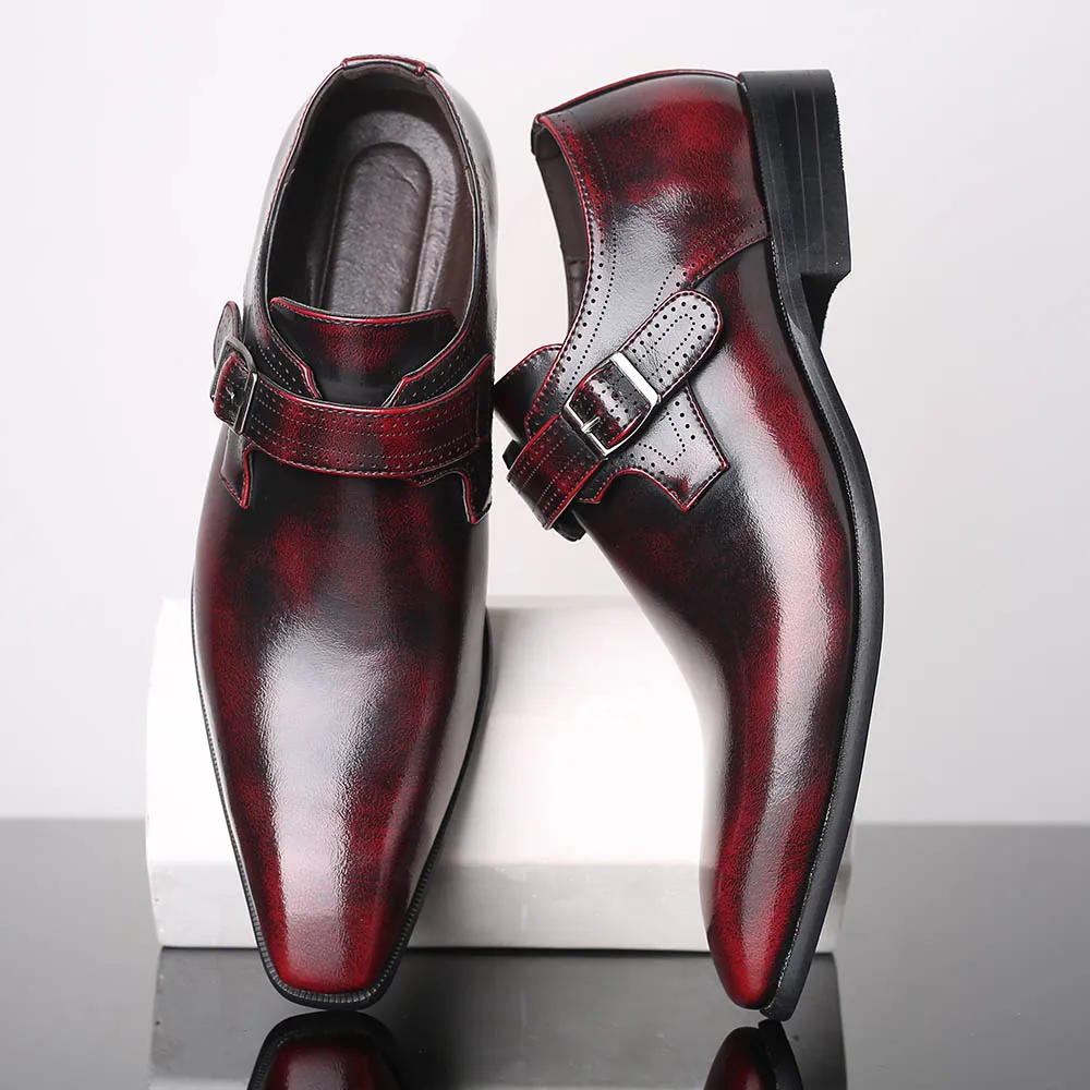 Мужская винтажная обувь; коллекция года; Формальные Мужские модельные туфли с острым носком; кожаные оксфорды в стиле ретро; модная дизайнерская мужская обувь в итальянском стиле - Color: Red