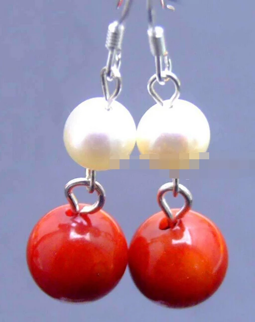 

shitou 00410 Classy Womens Gold Filled White Pearl Ball Dangle Earrings