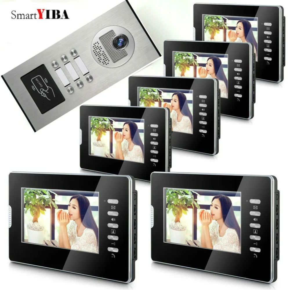 

SmartYIBA 7''TFT Color Video Door Phone Intercom System Wired RFID Access Camera for Home door phone kit 1000TVL IR Night Vision