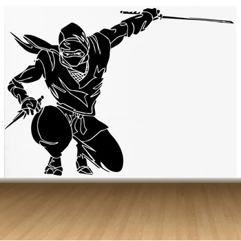 

POOMOO Wall Decals new kids room Wall Decal Ninja Japanese Warrior Vinyl Sticker Samurai Martial Arts Decals