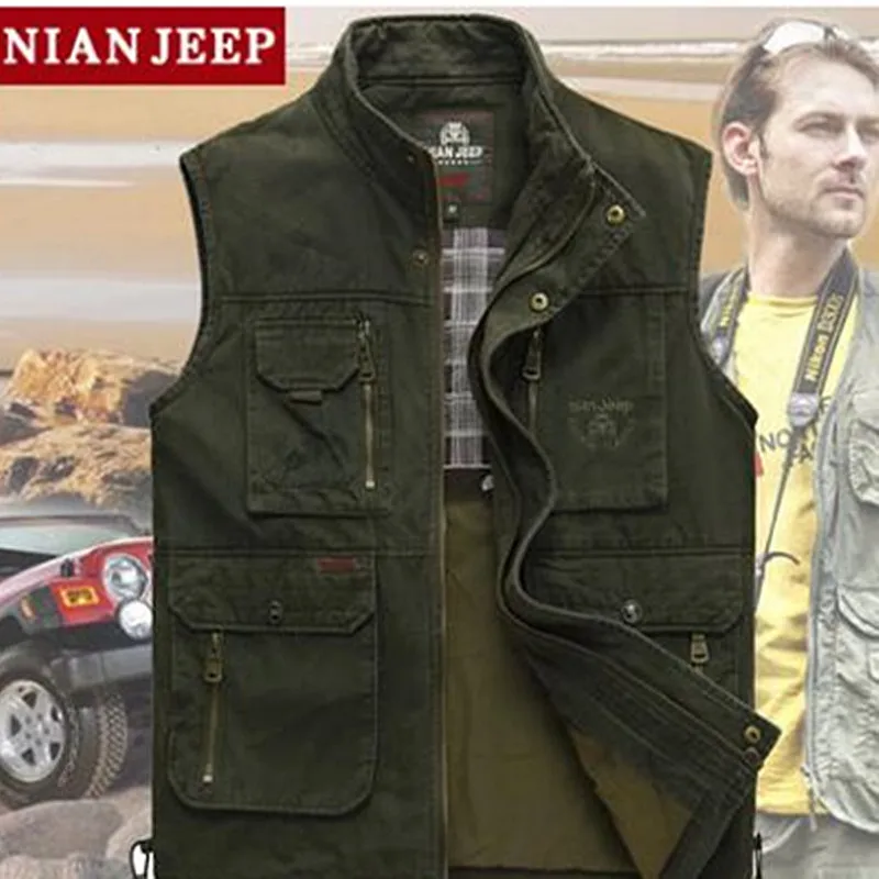 Классический жилет JEEP из чистого хлопка повседневный для отдыха с множеством