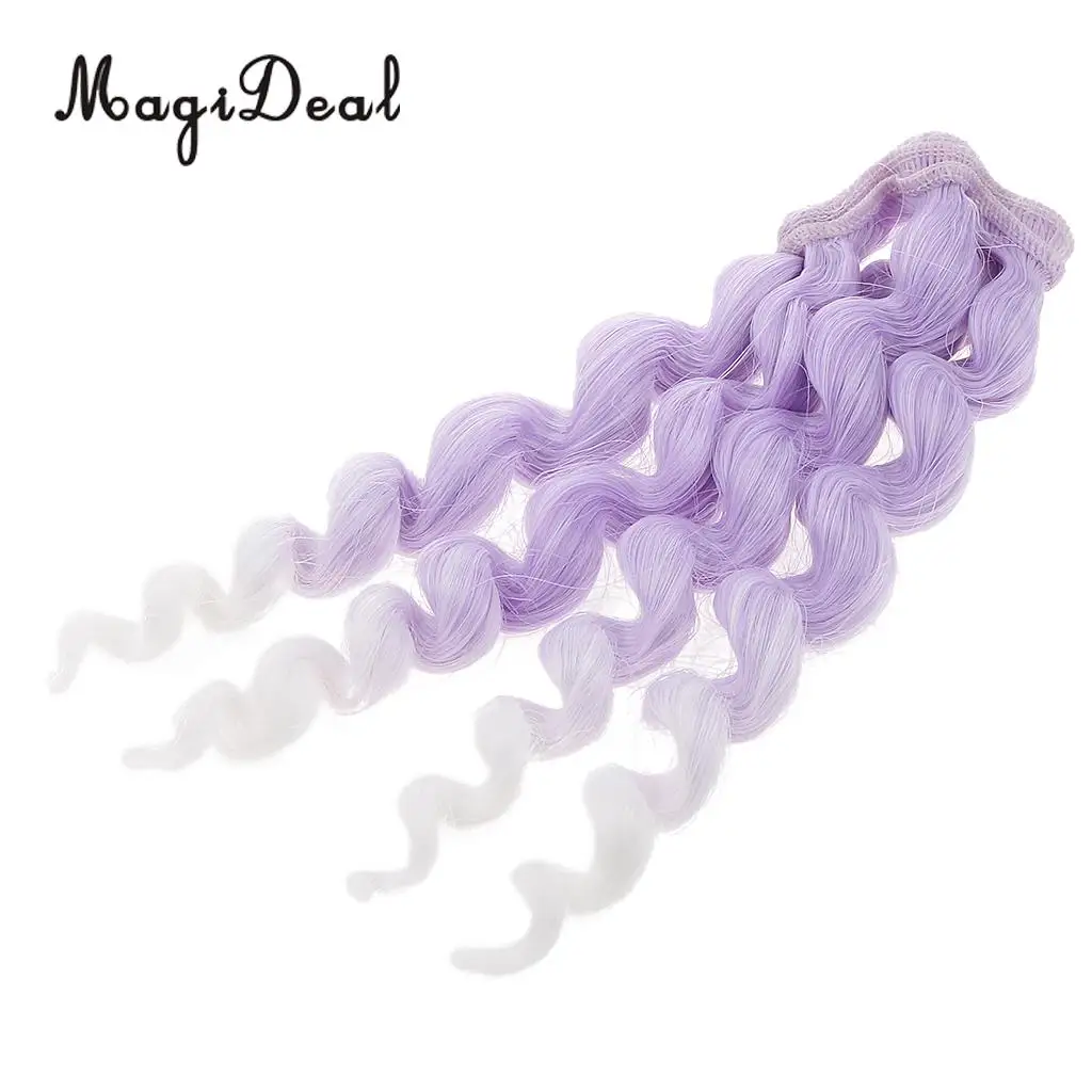 MagiDeal 1Pc 15x100cm DIY Curly Hair Wig Hairpiece for 1/3 1/4 1/6 BJD SD Dolls Model Party Girls Best Birthday Gift 12Colors