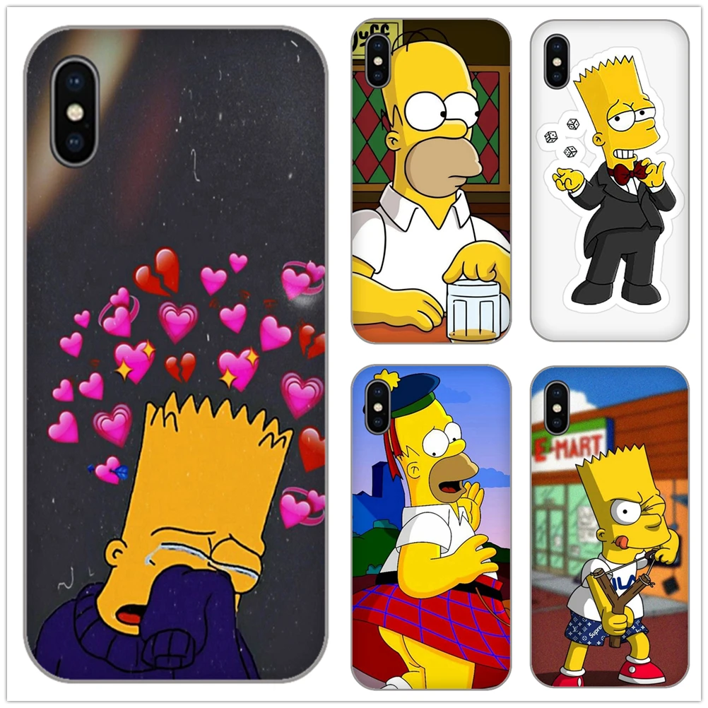 

Simpson soft Silicone phone Case cover For iPhone 4 5 5S SE 6 6s 7 8 Plus X 10 XR XS Max Bart Simpson funny cartoon coque