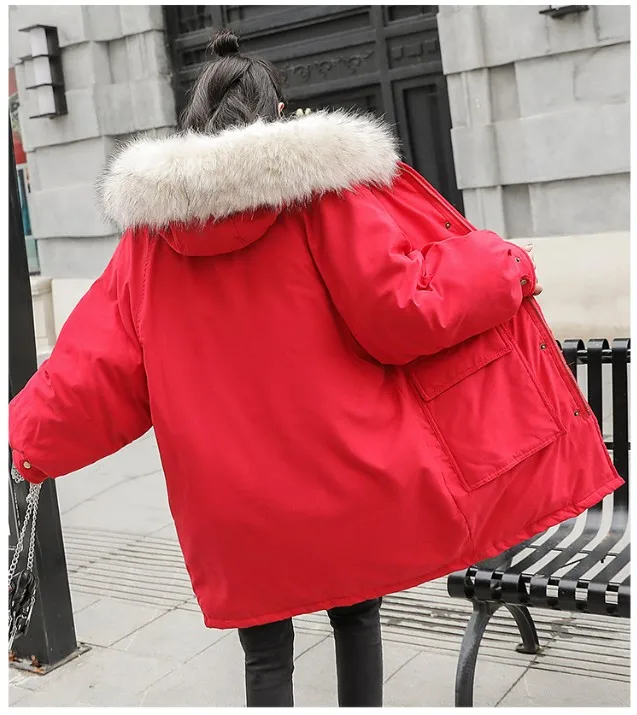 Fashion Thicken Women's Winter Long Coat With Fur Hooded Big Pockets Women Overcoat Oversize Warm Womens Parkas YT50147